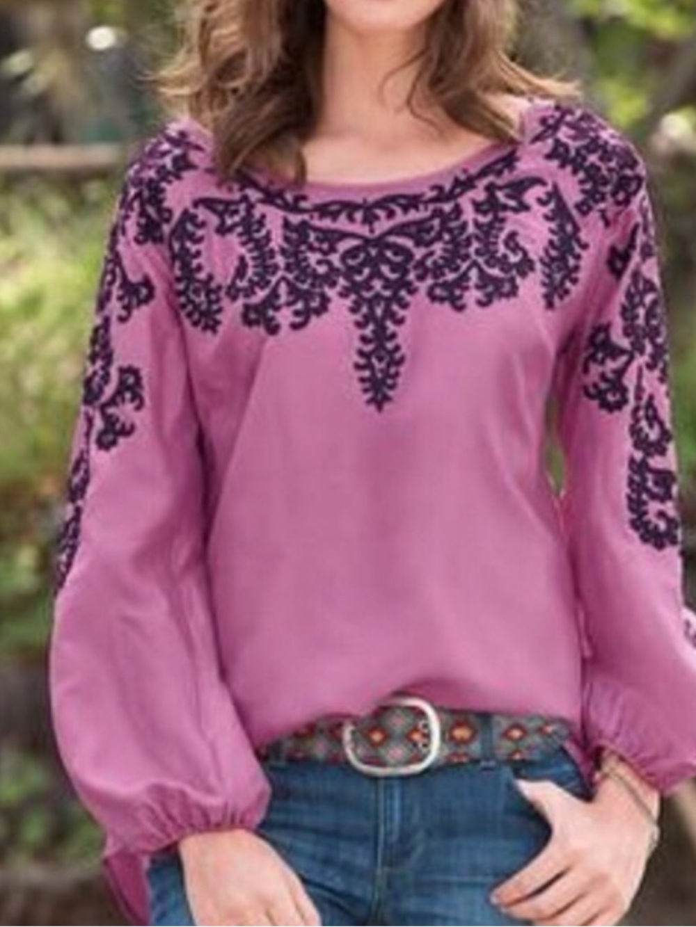 Sundance 100% Silk Embroidered Nadia Top size S